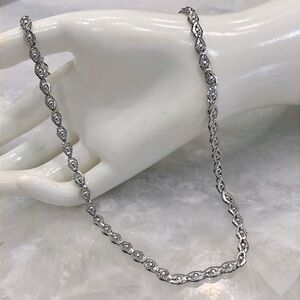 Silver Sparkle Diamond Shaped Ball Chain Link Necklace